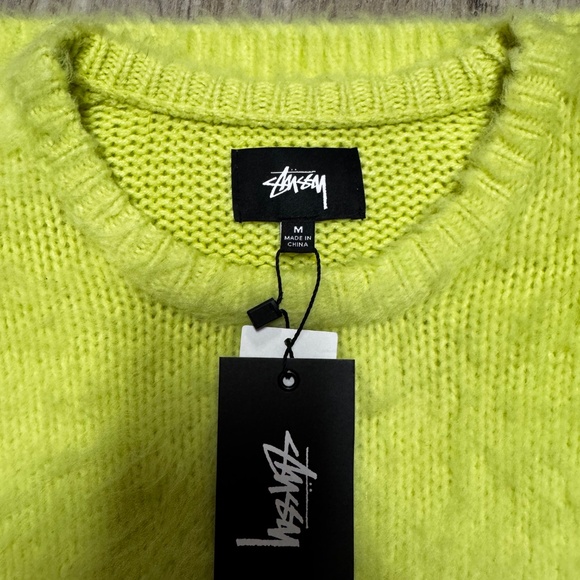 Stüssy Brushed Crew Neck Sweater (Lime) - Picture 6 of 6